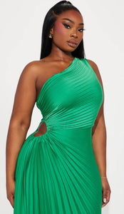 Goddess Glow Pleated Gown