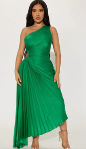 Goddess Glow Pleated Gown