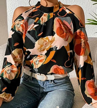 Load image into Gallery viewer, Cold shoulder tie back top