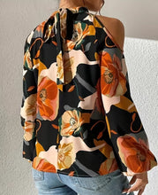 Load image into Gallery viewer, Cold shoulder tie back top