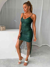 Load image into Gallery viewer, Sequin Fringe Spaghetti Strap Dress