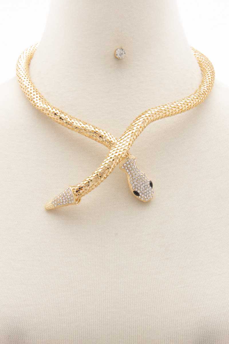 Rhinestone 2025 snake necklace