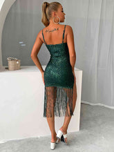 Load image into Gallery viewer, Sequin Fringe Spaghetti Strap Dress