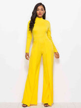 Load image into Gallery viewer, Long Sleeve Mock Neck Wide Leg Jumpsuit