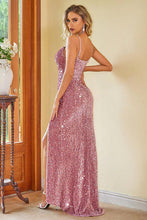 Load image into Gallery viewer, Party Sequin Slit Spaghetti Strap Dress
