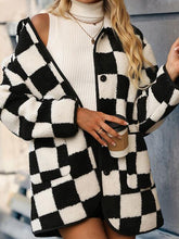 Load image into Gallery viewer, Double Take Full Size Checkered Button Front Coat with Pockets